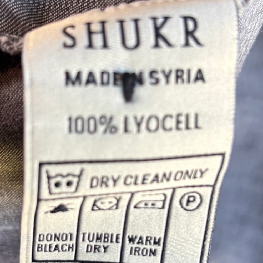 SHUKR Gray Denim Tunic Dress 2XL Mandarin Collar Button Front Modest Lagenlook - Picture 8 of 9